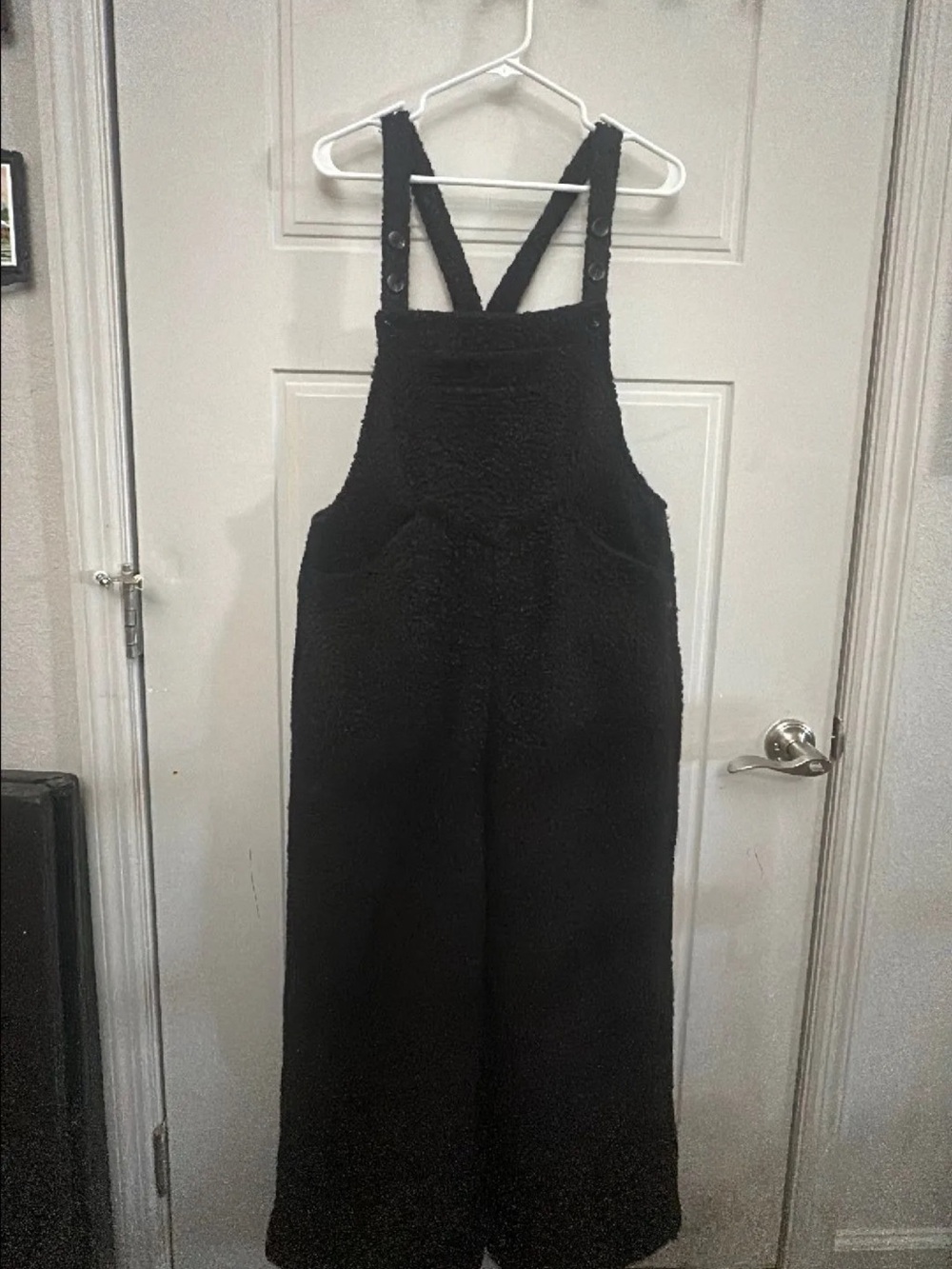NWT Halara Black Fuzzy Overalls Jumpsuit